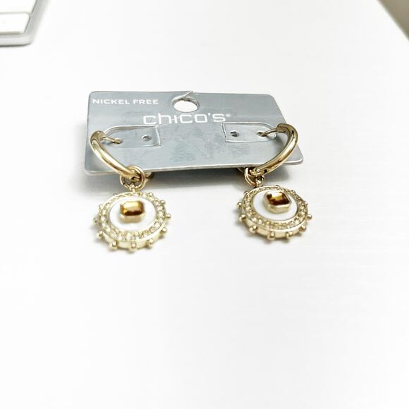 NEW Chico's Hoop & Crystal Charm Earrings - Picture 3 of 6
